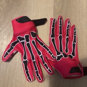 Skeleton Design Red Gloves